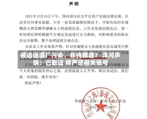 被造谣酒厂污染、非纯粮酒？ 洋河声明：已取证 将严惩相关账号-第3张图片